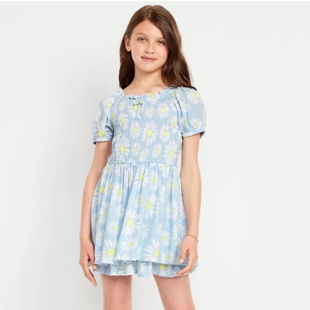 Old Navy Blue Daisy Puff Sleeve Sundress